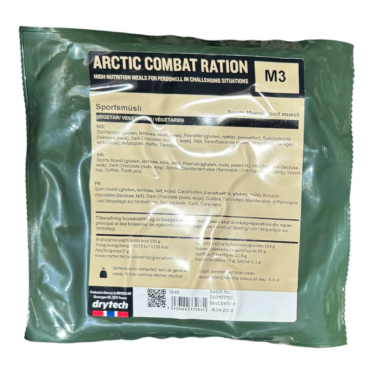 Norwegian Arctic Combat Ration Pack – Freeze Dried Norwegian MRE (SINGLE Meal)