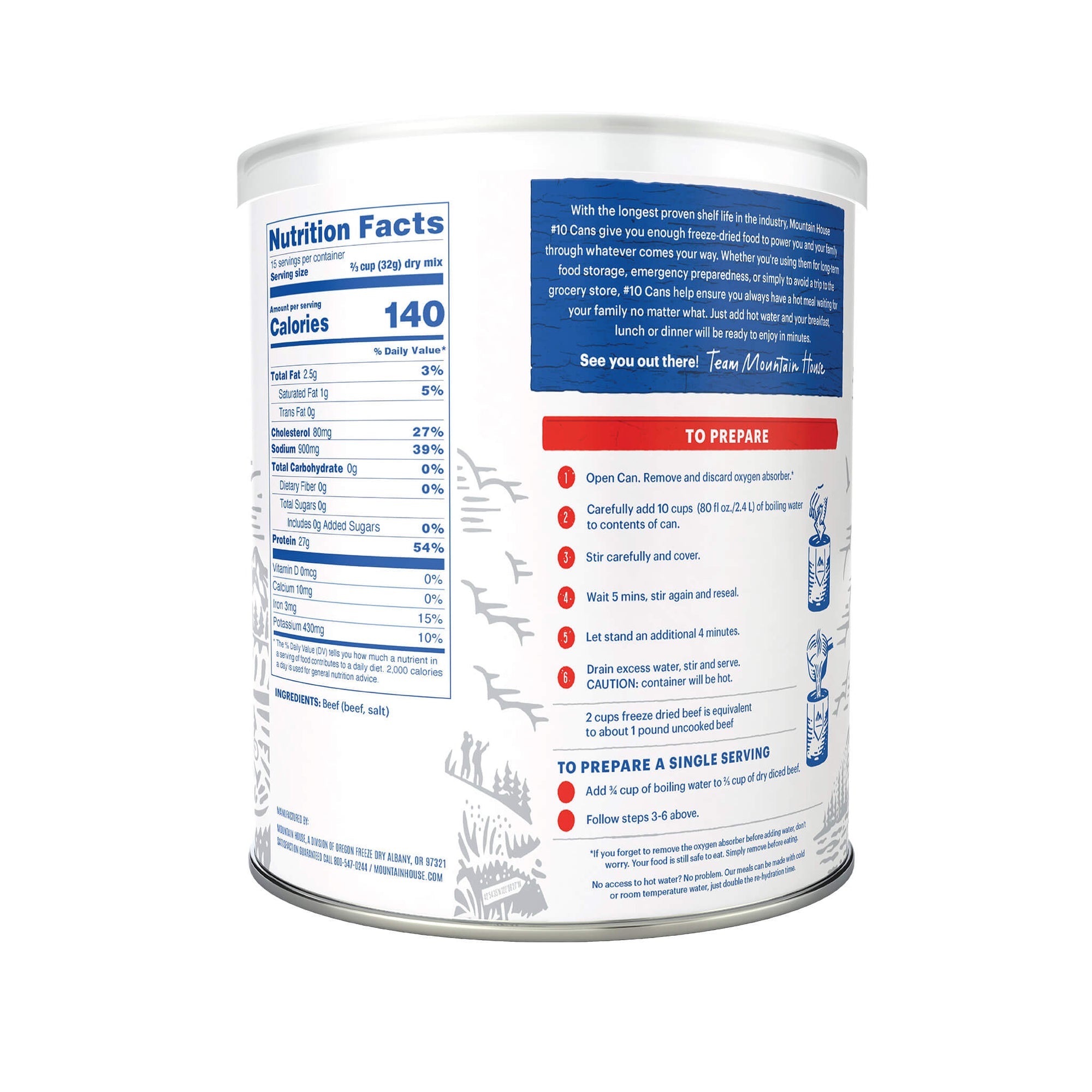 Freeze Dried Diced Beef by Mountain House, #10 Can