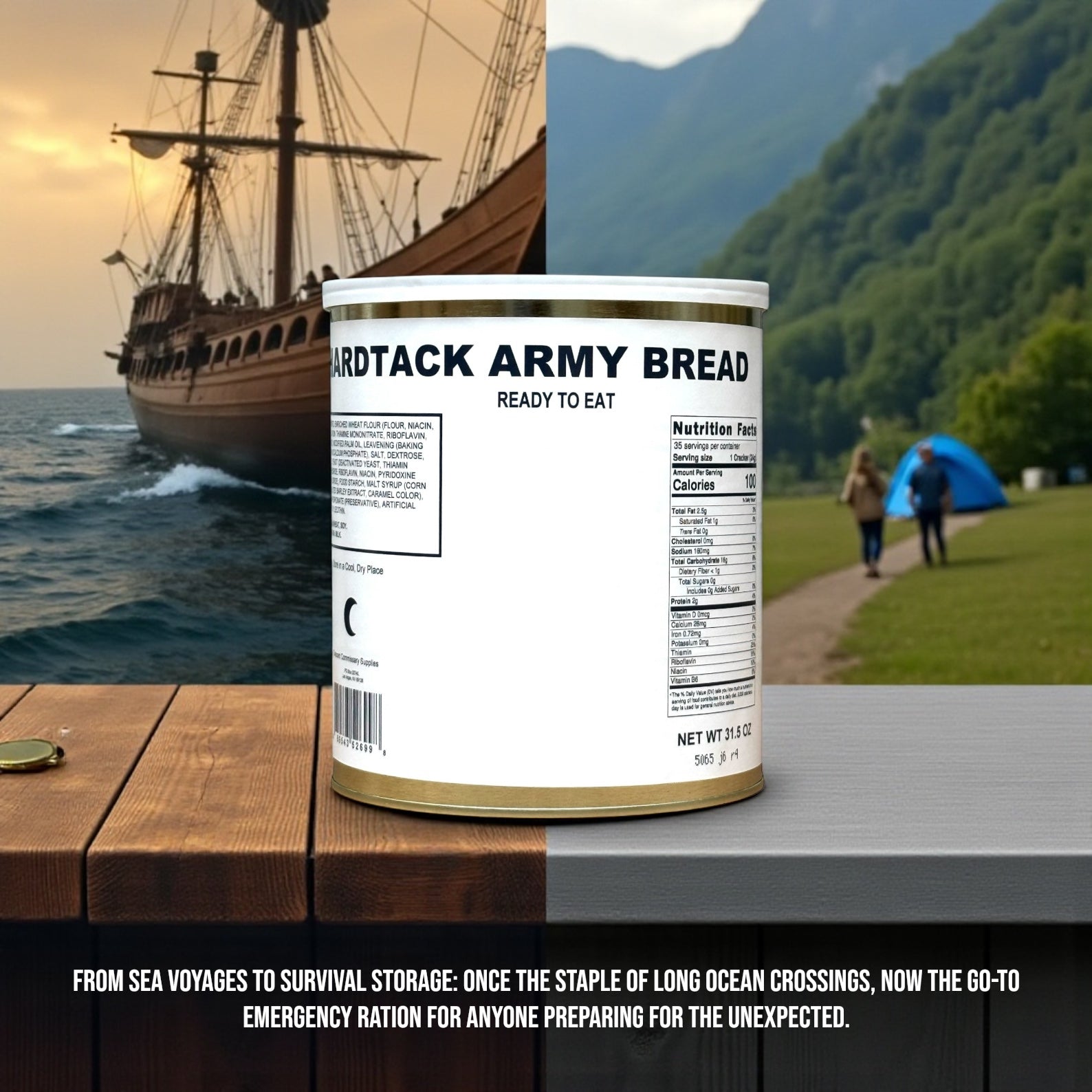 Military Surplus Hardtack Army Bread, Ready to Eat (#10 Can)