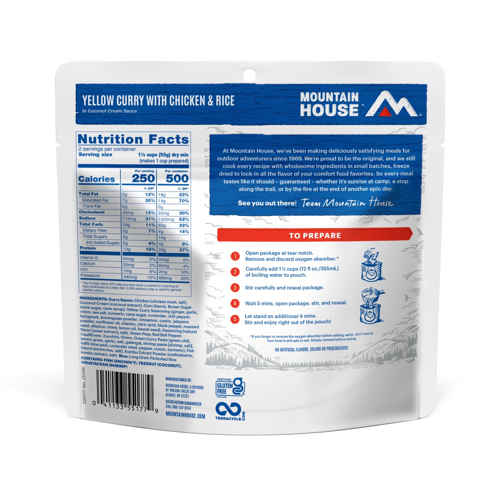 Yellow Curry with Chicken & Rice, Freeze Dried, Mountain House
