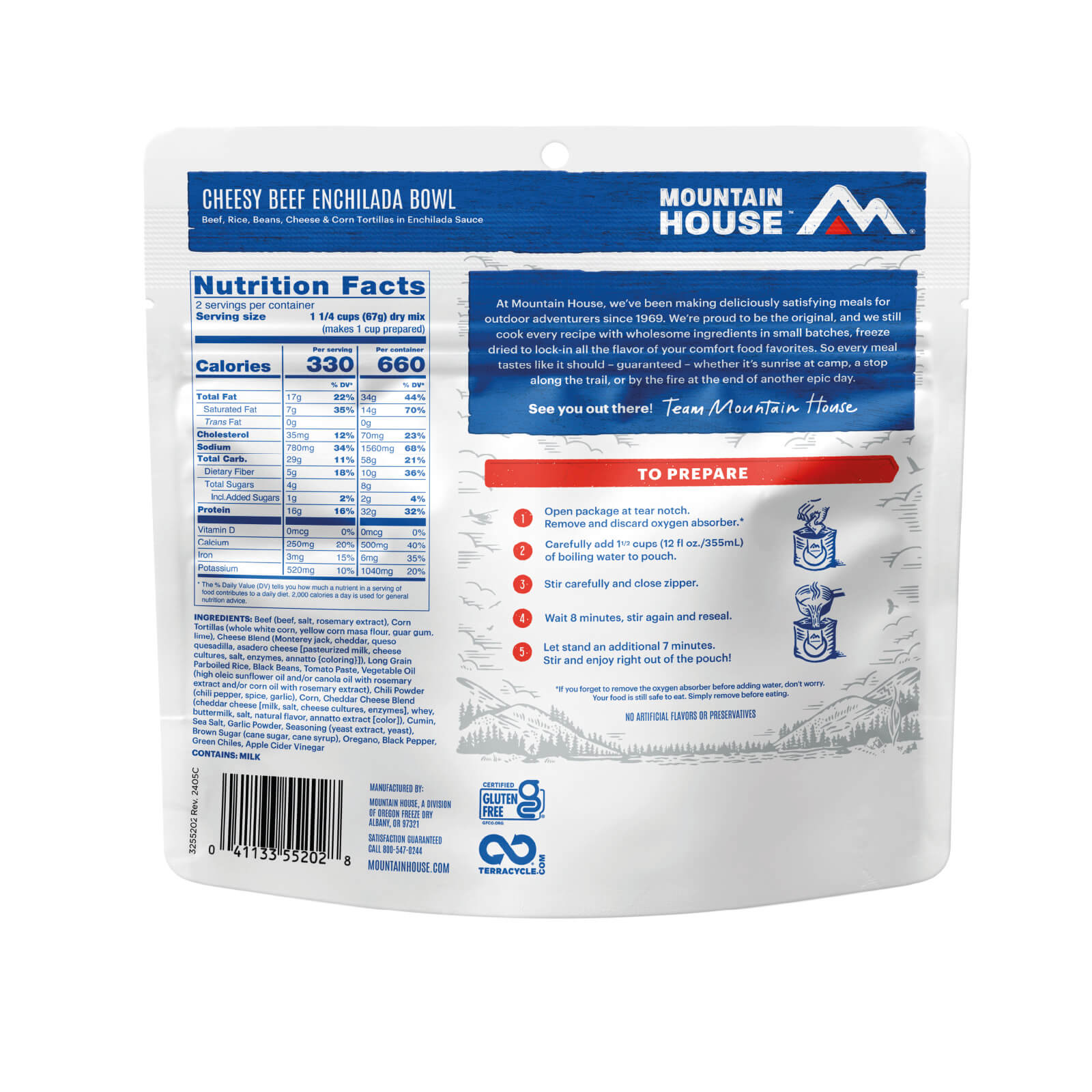 Freeze Dried Cheesy Beef Enchilada Bowl, by Mountain House