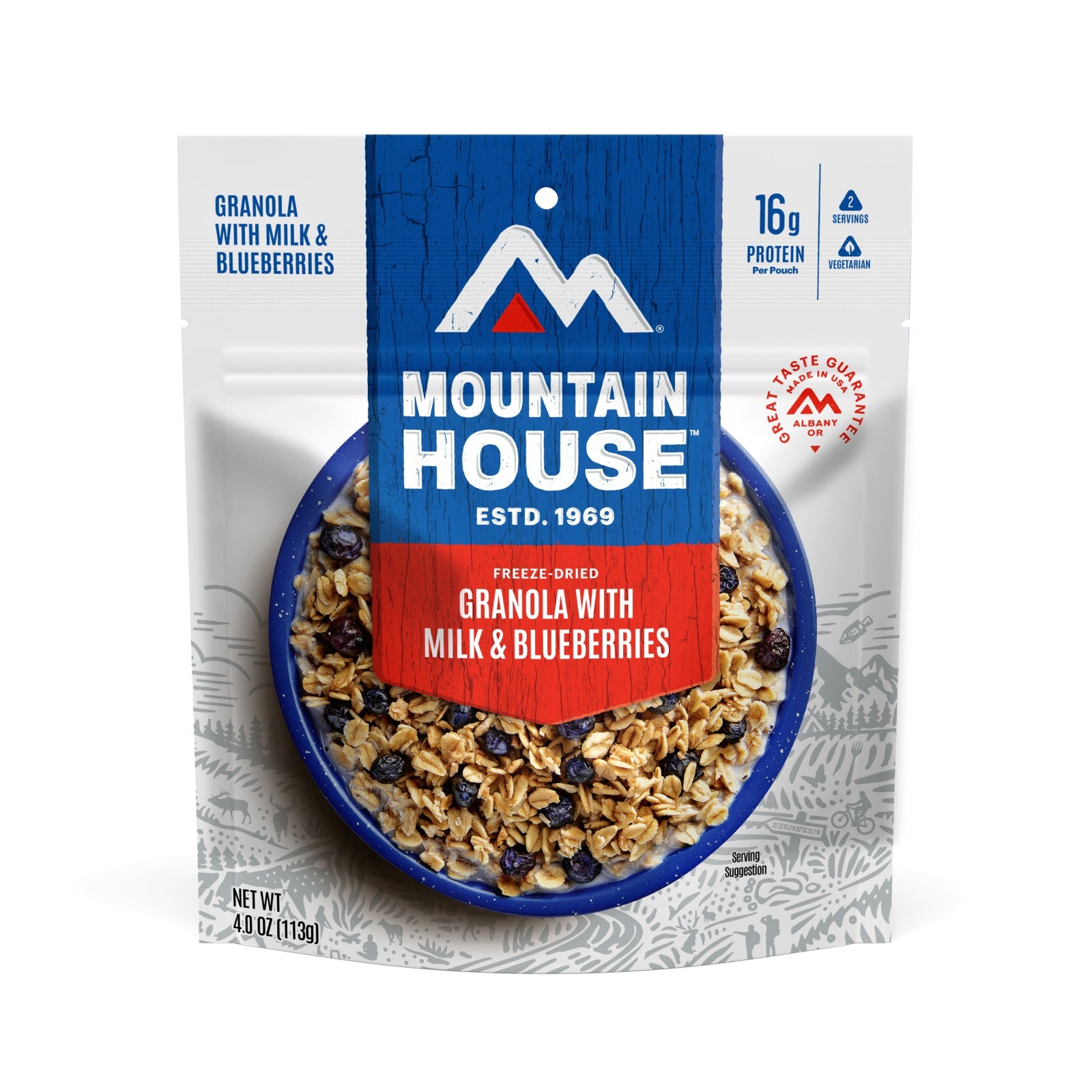 Granola with Milk and Blueberries, Freeze Dried, Mountain House