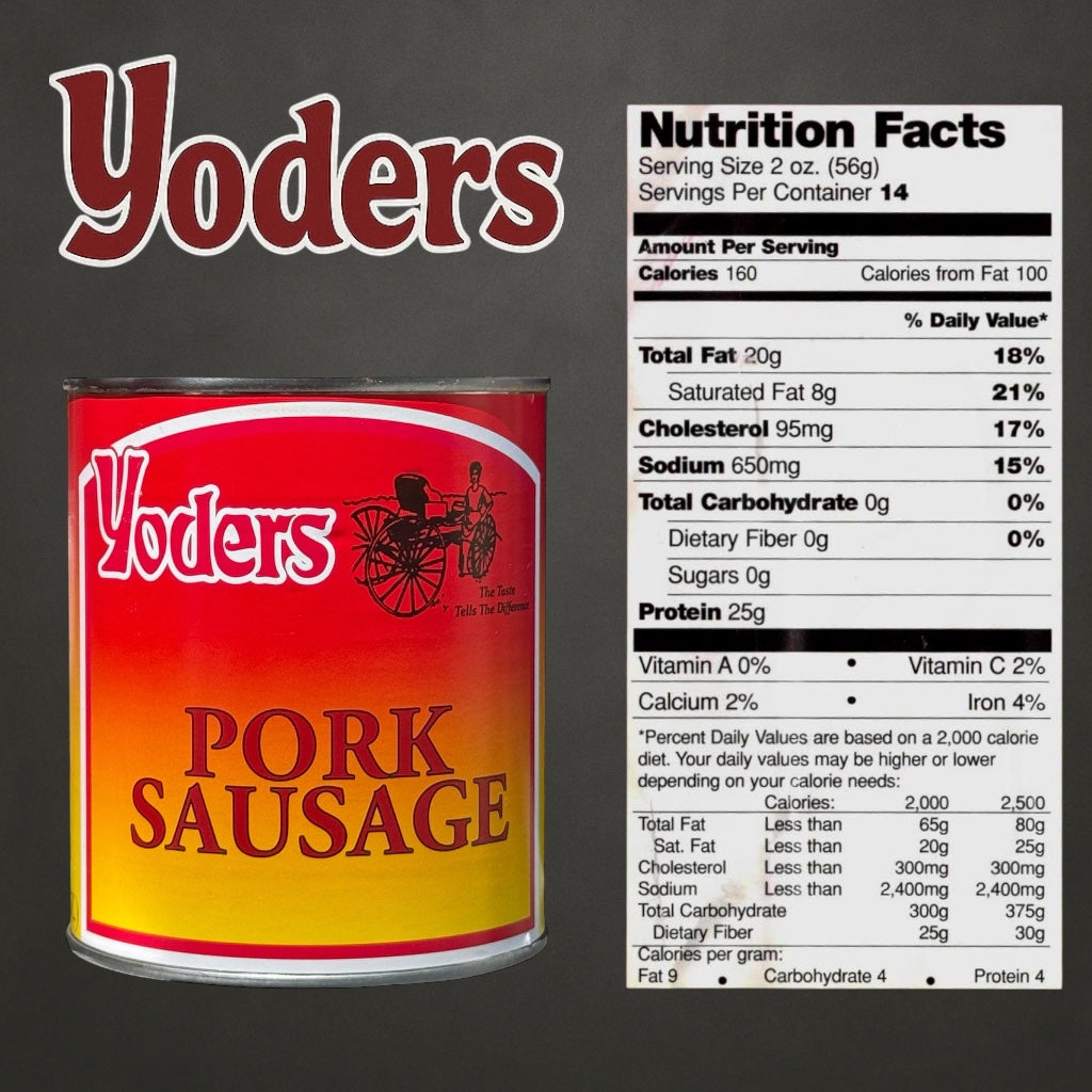 SINGLE CAN (28 oz) of Yoder's fresh real Canned Pork Sausage
