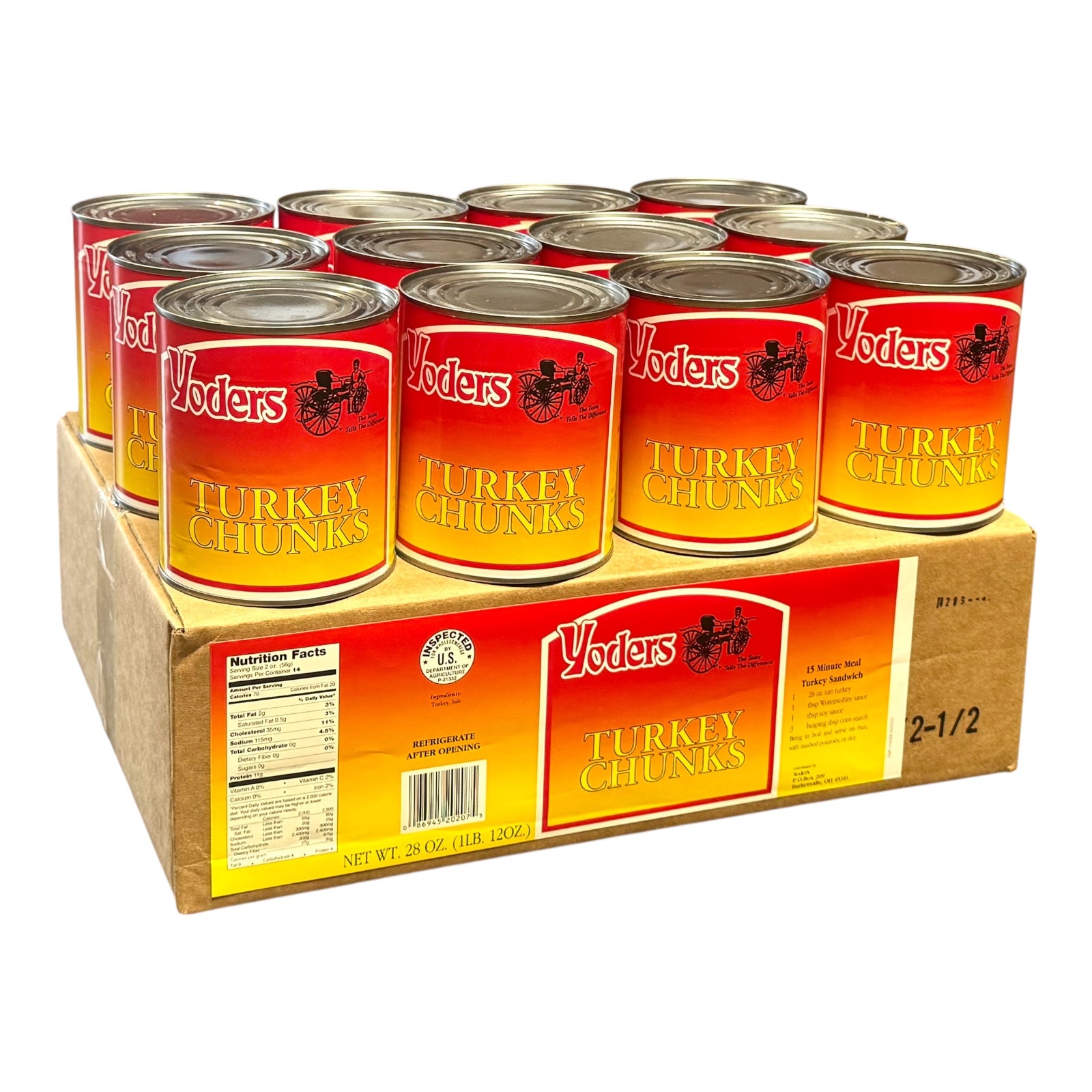 Case (12 Cans) of Yoder's fresh REAL Canned Turkey Chunks