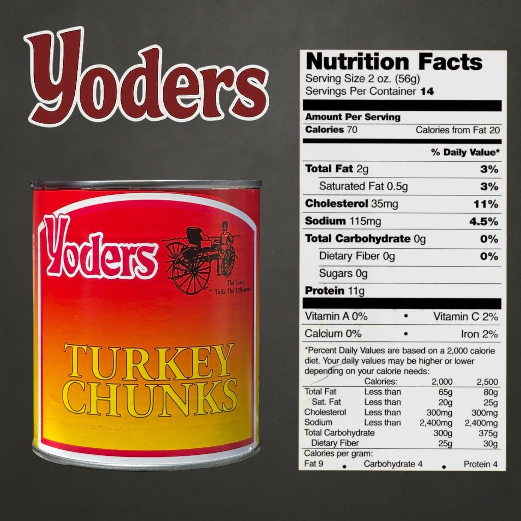 SINGLE CAN (28 oz) of Yoder's fresh real Canned Turkey Chunks