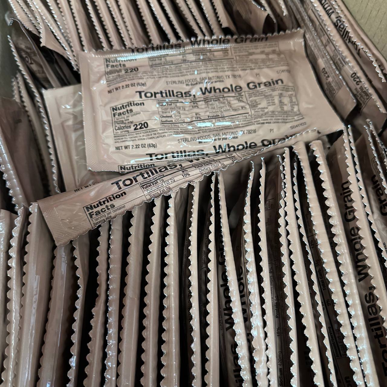 BULK MRE Bread - 100 packs of Whole Grain Tortillas (Trans Fat Free)