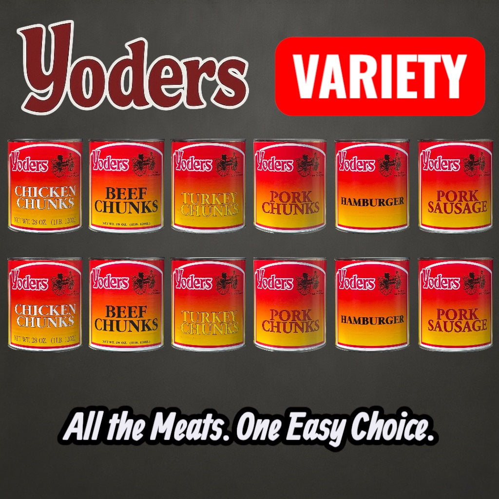 Case (12 Cans) Variety Pack of Yoder's Fresh Canned Meats