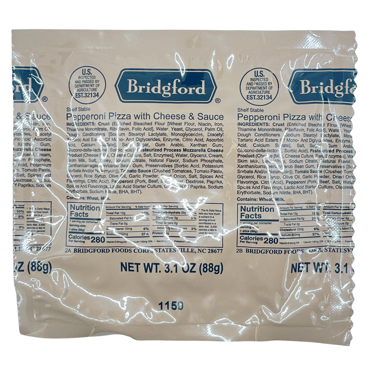 BULK MRE Sandwich - 100 packs of Pepperoni Pizza with Cheese and Sauce (Trans Fat Free)