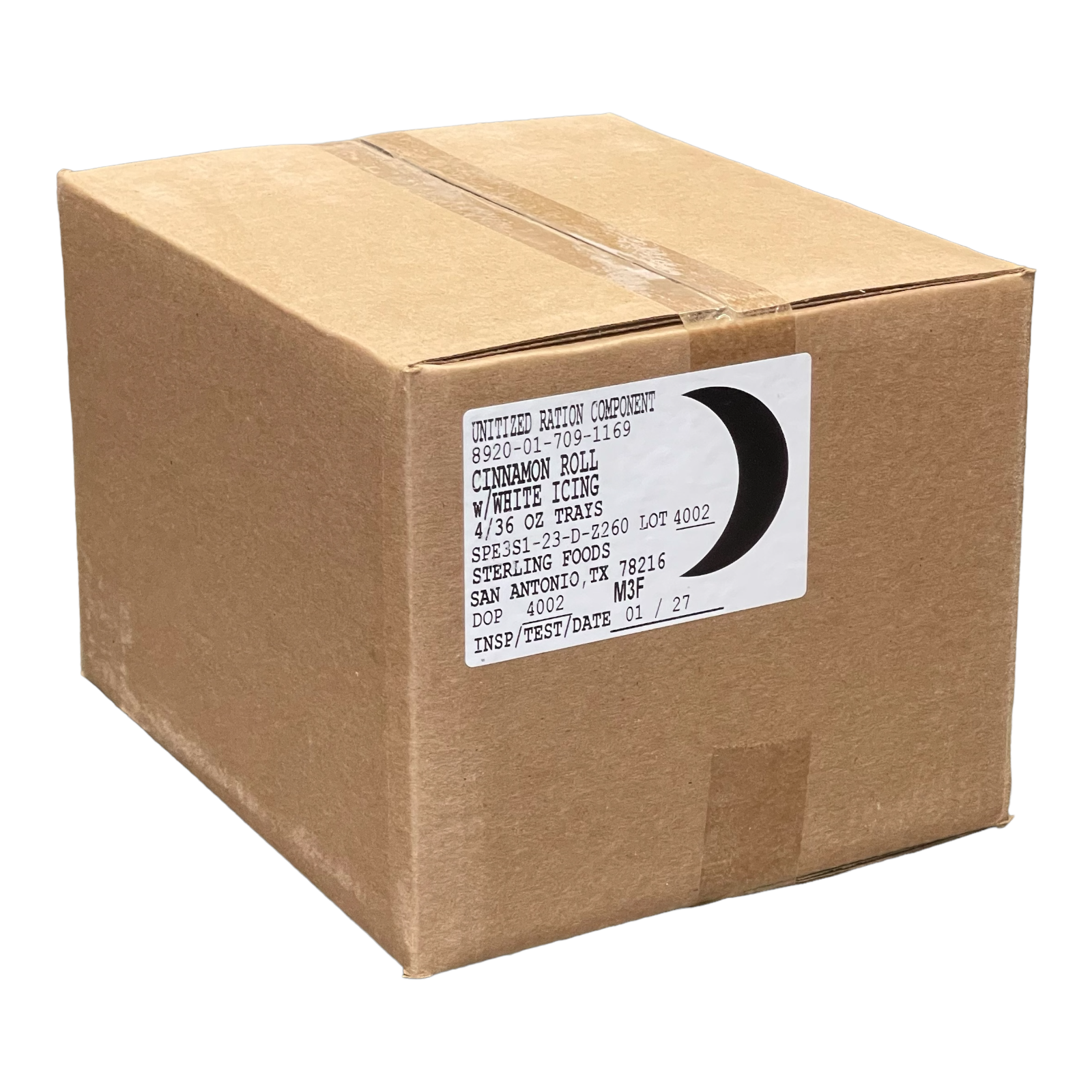 Military MRE Tray Pack, Cinnamon Roll with White Icing, Ready to Eat (UGR Component)