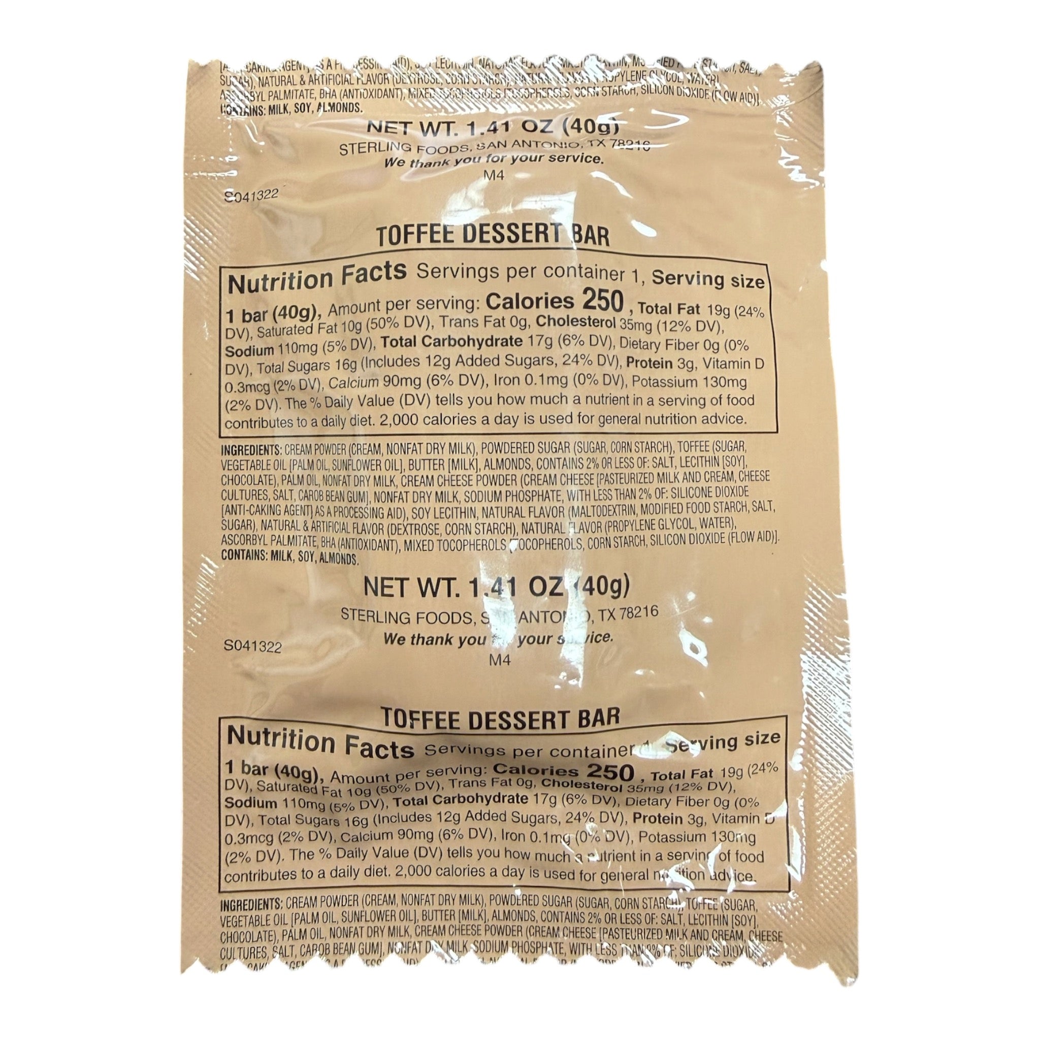 MRE Dessert - Toffee Dessert Bar
