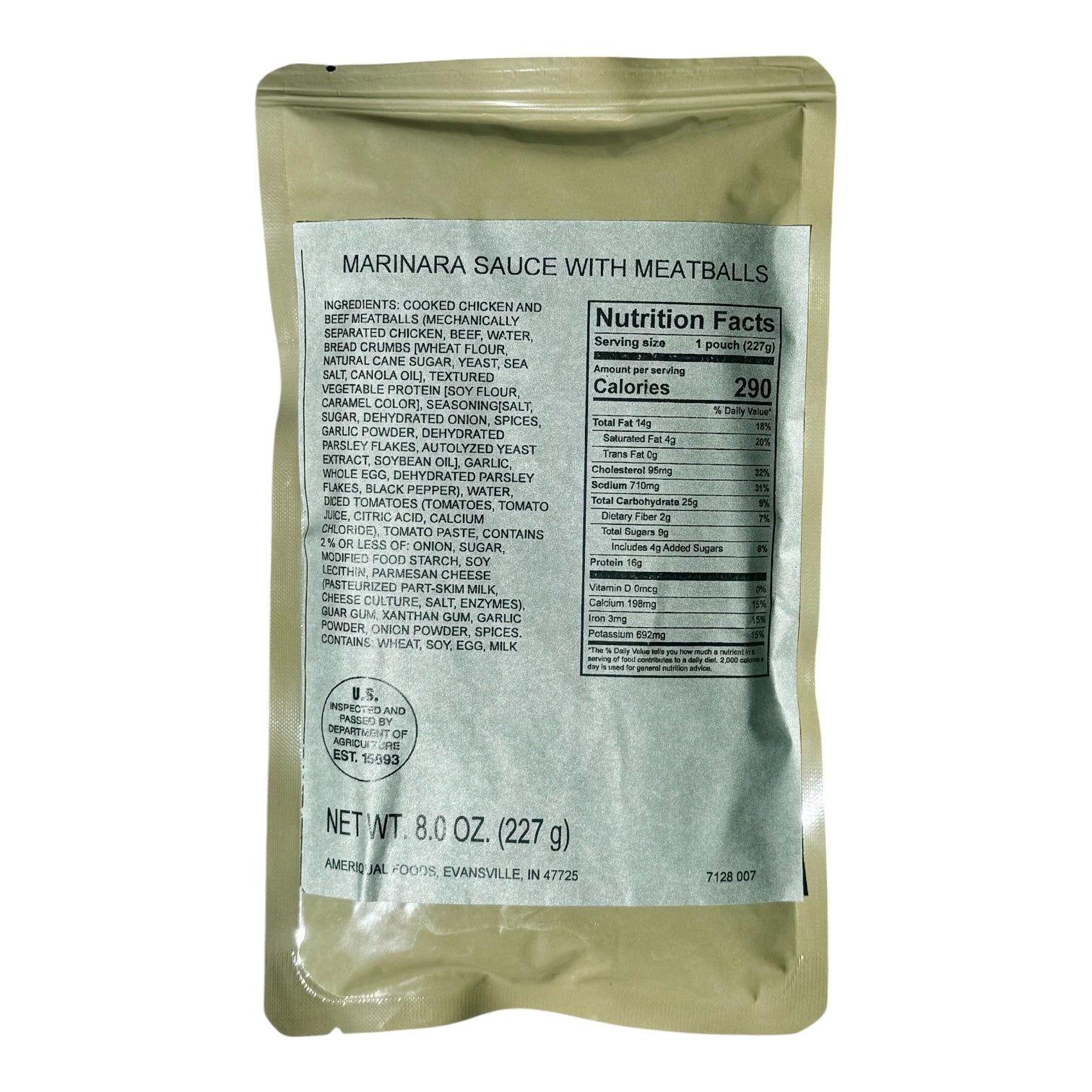 MRE Entree - Meatballs in Marinara Sauce
