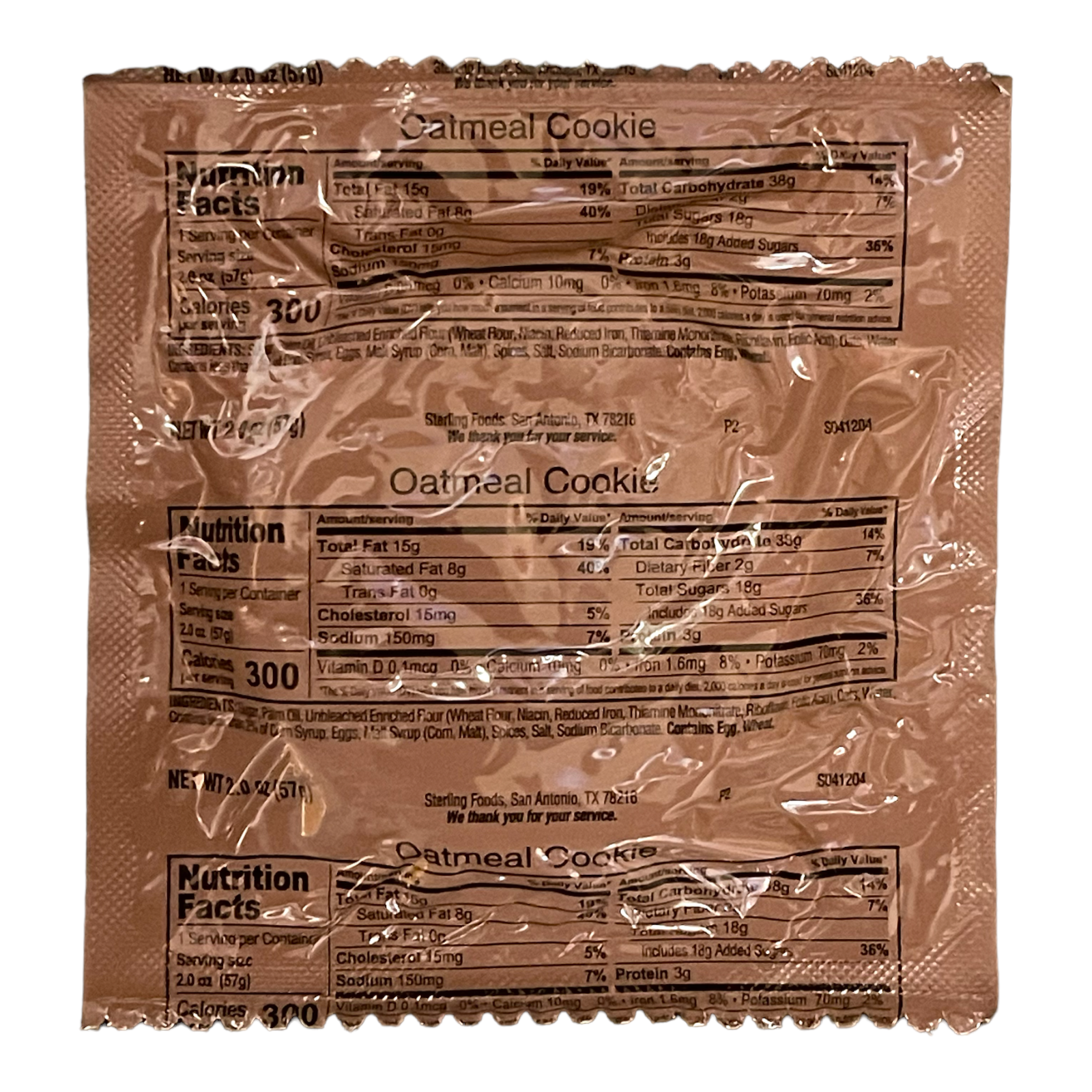 MRE Dessert - Oatmeal Cookie (Trans Fat Free)