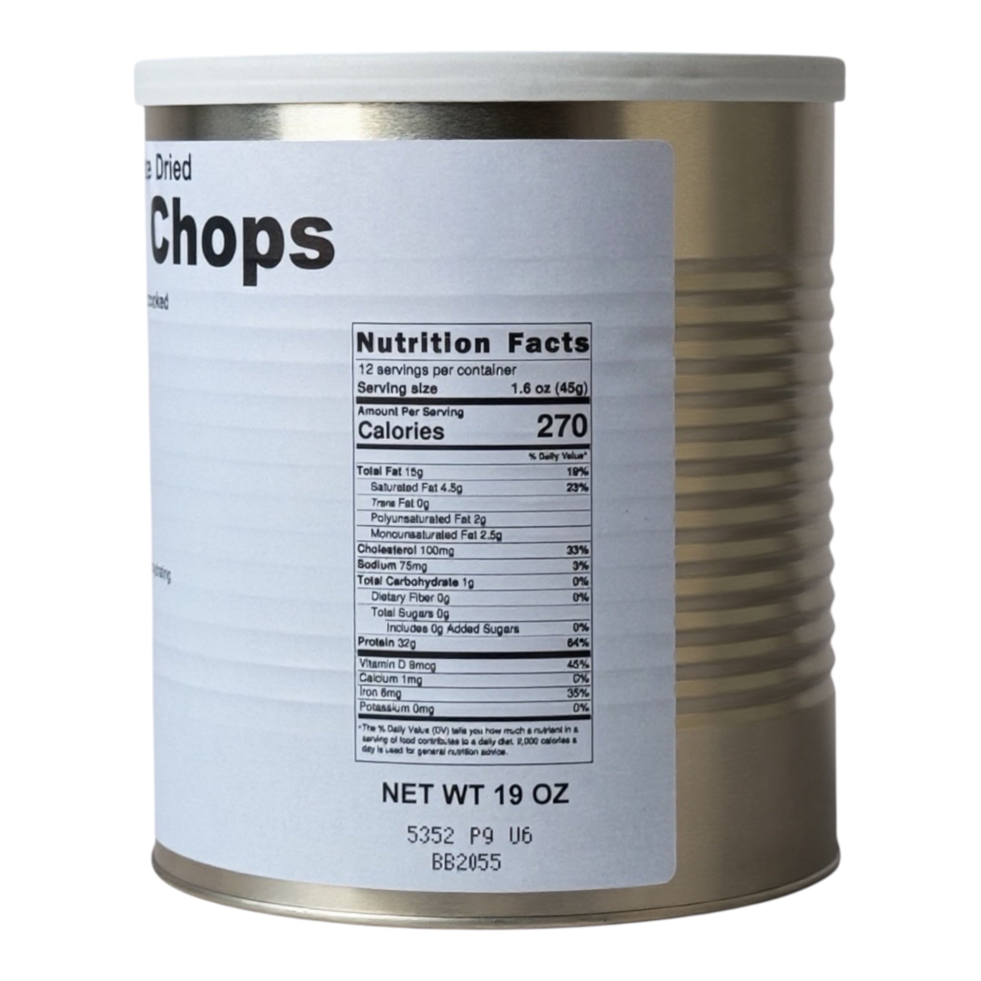 Military Surplus Freeze Dried Pork Chops in #10 Can