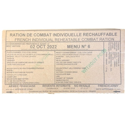 French Military MREs RCIR (24 Hour Ration)
