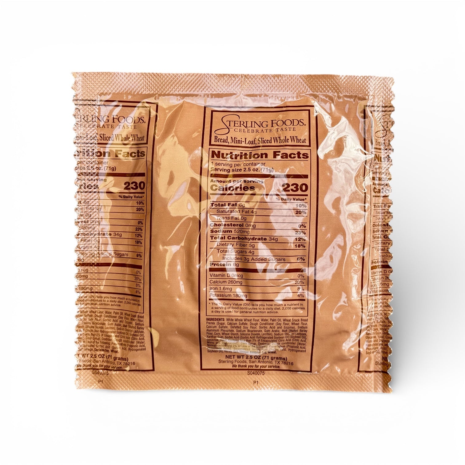 BULK MRE Bread - 100 of Mini Loaves of Whole Wheat Bread by Sterling