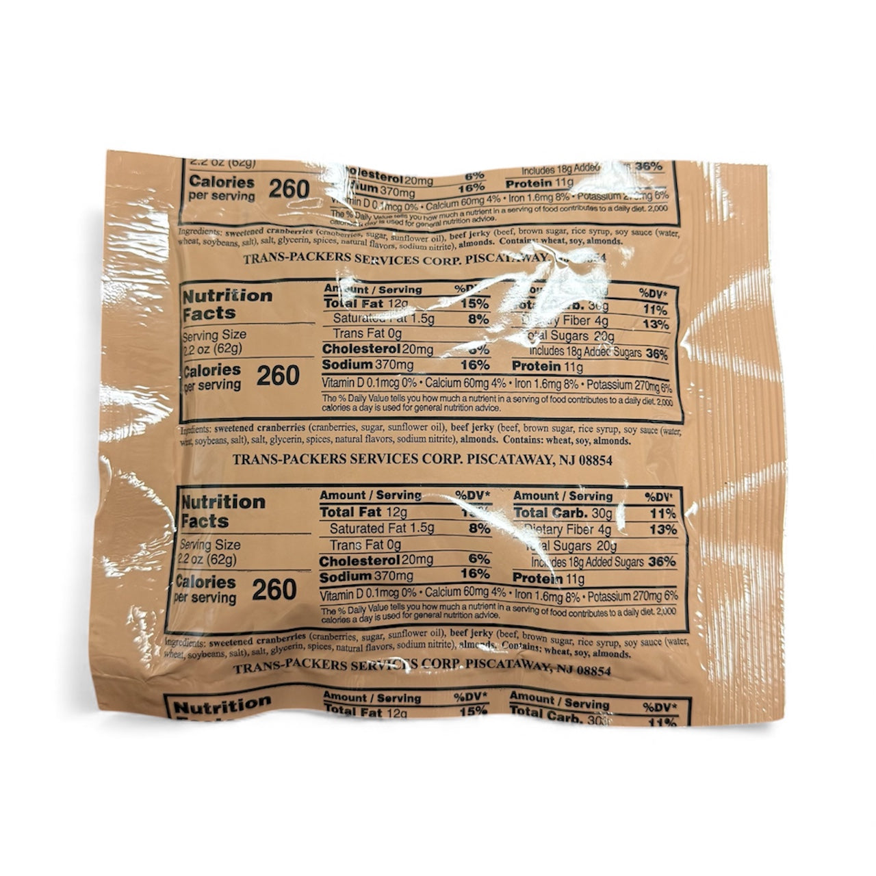 MRE Snack - Recovery Trail Mix with Beef Jerky (Trans Fat Free)