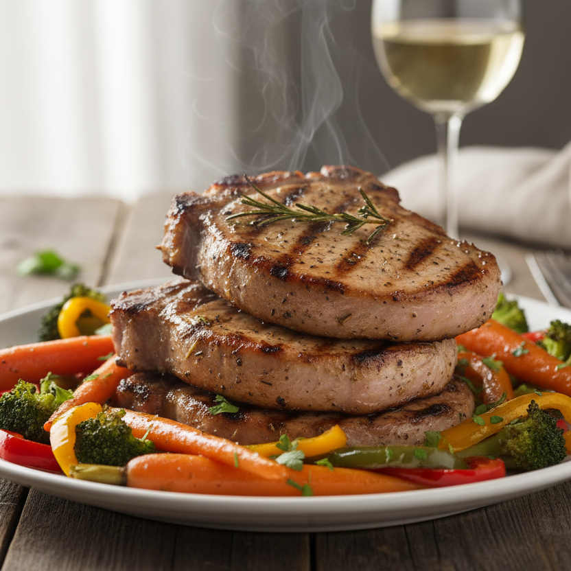 Pork chops with vegetables