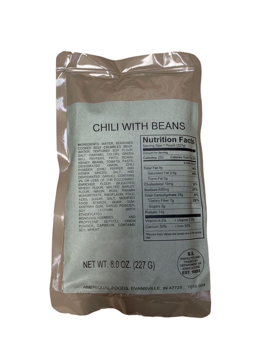 BULK MRE Entree - 72 packs of Chili with Beans