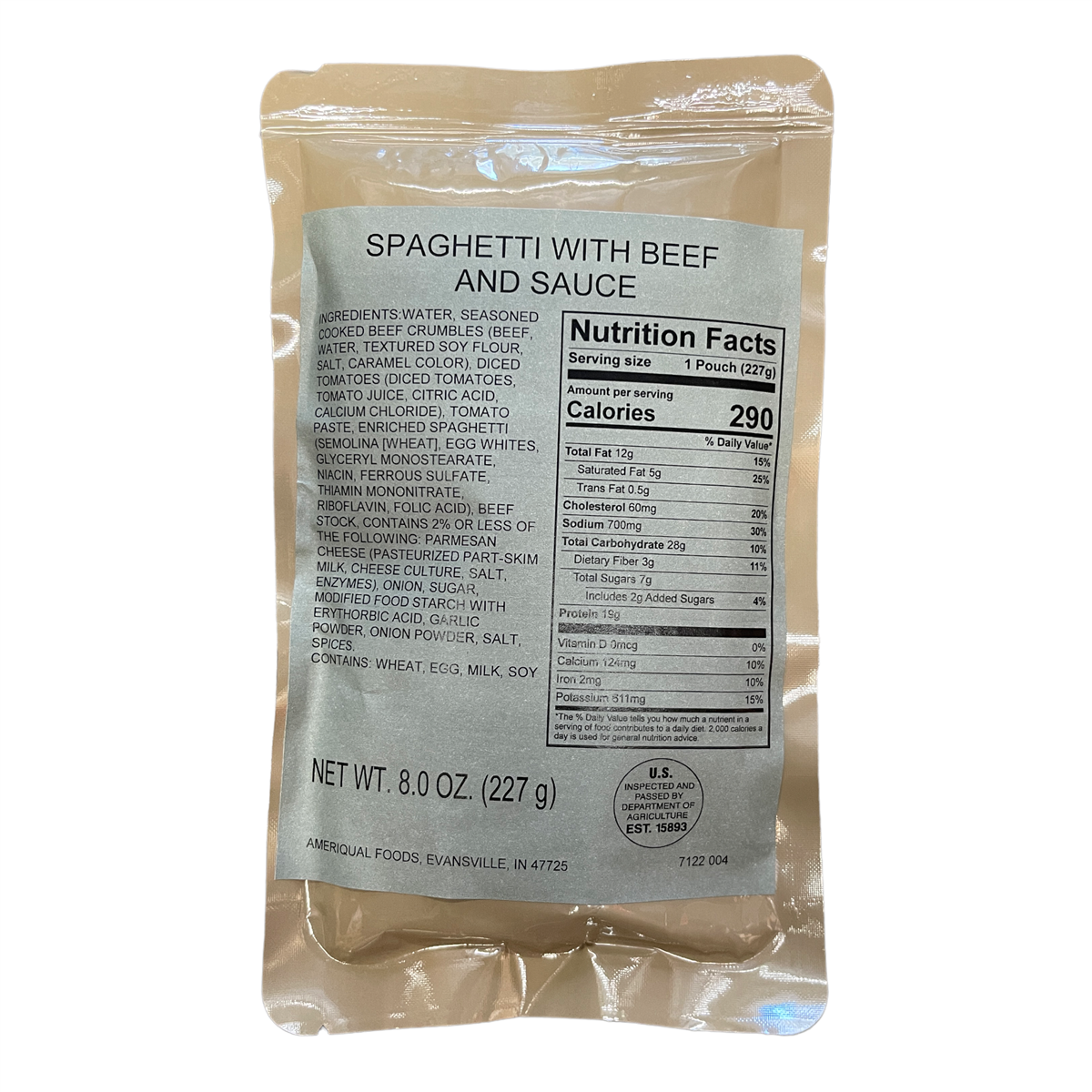 BULK MRE Entree - 72 packs of Spaghetti with Meat and Sauce