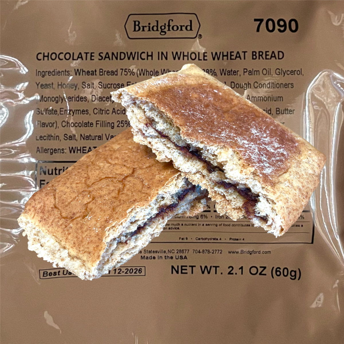MRE Chocolate Sandwich in Whole Wheat Bread (Chocolate Turnover) by Bridgford