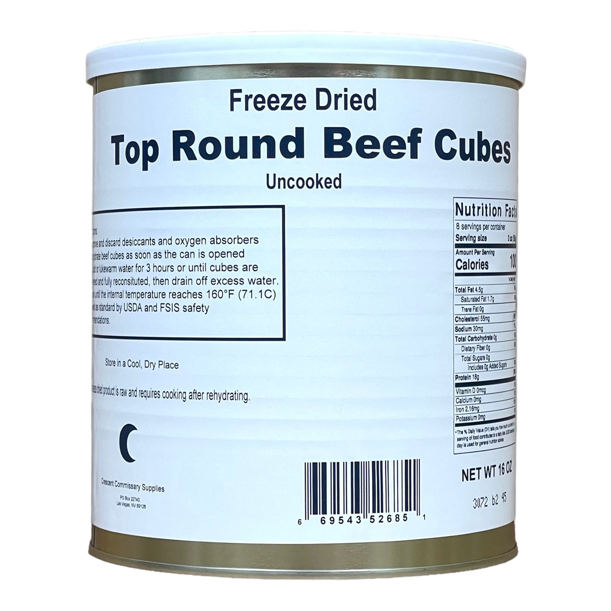 Military Surplus Freeze Dried Top Round Beef Cubes