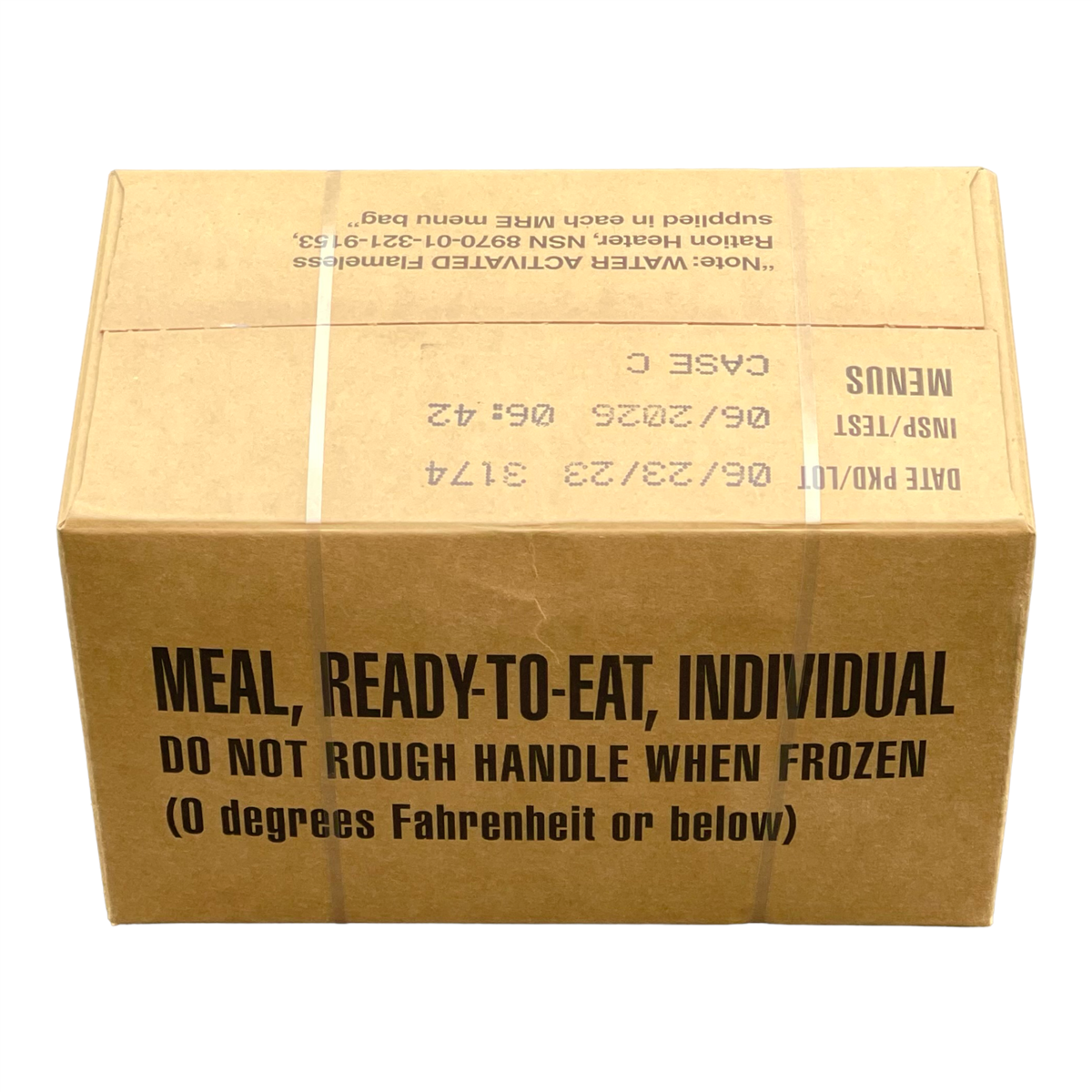 Case (12 Meals) of Menu C Military MRE's with Heaters
