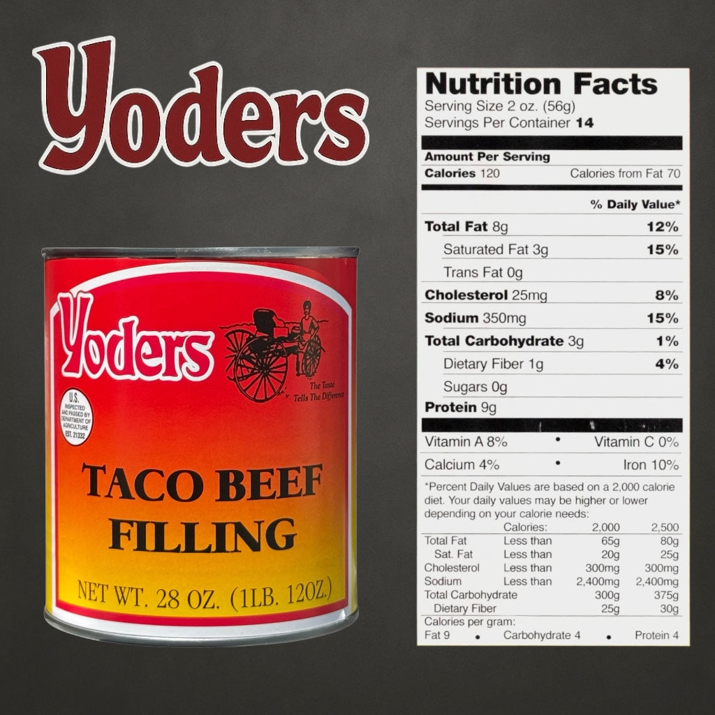 SINGLE CAN (28 oz) of Yoder's fresh real Canned Taco Beef Filling