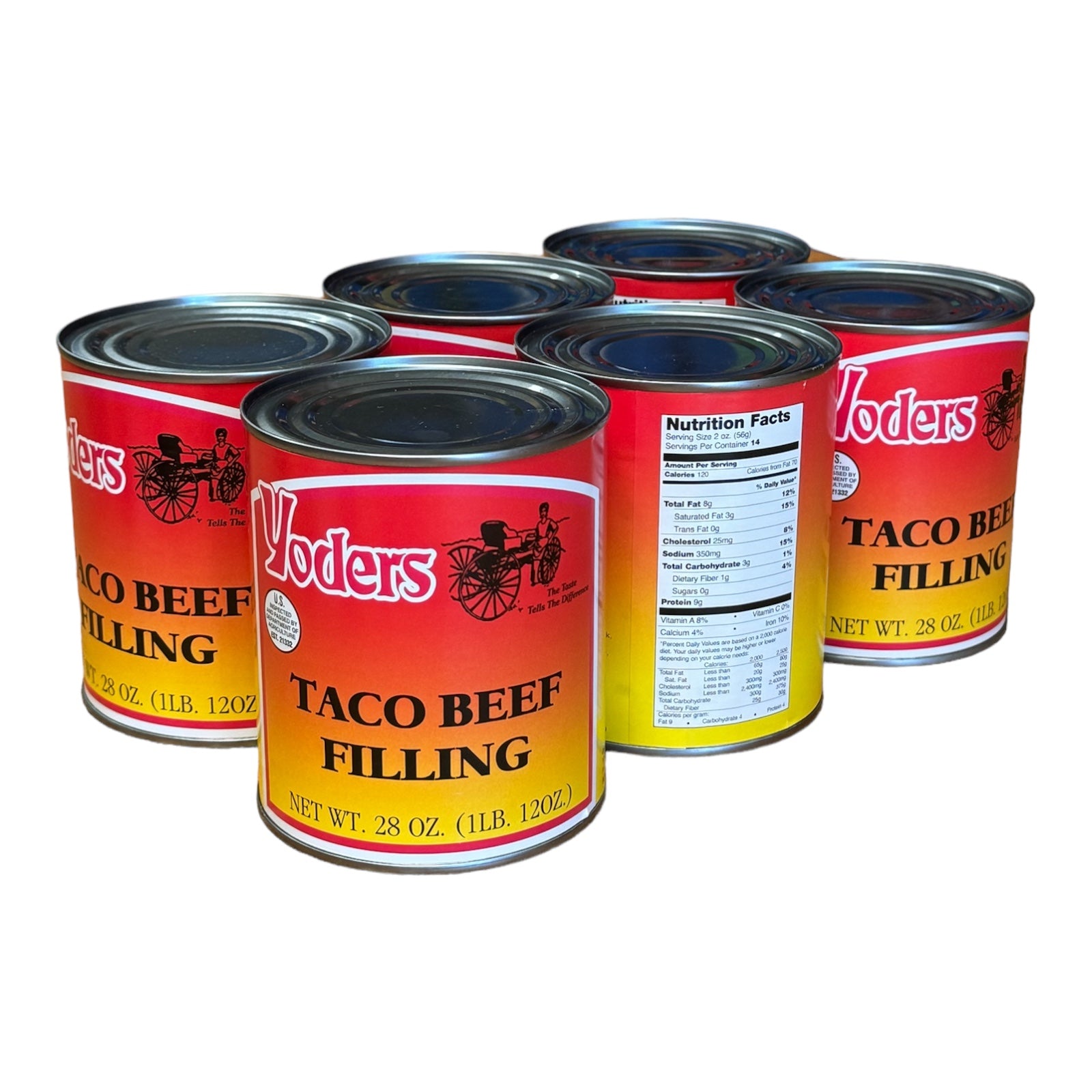 Half Case (6 Cans) of Yoder's fresh REAL Canned Taco Beef Filling