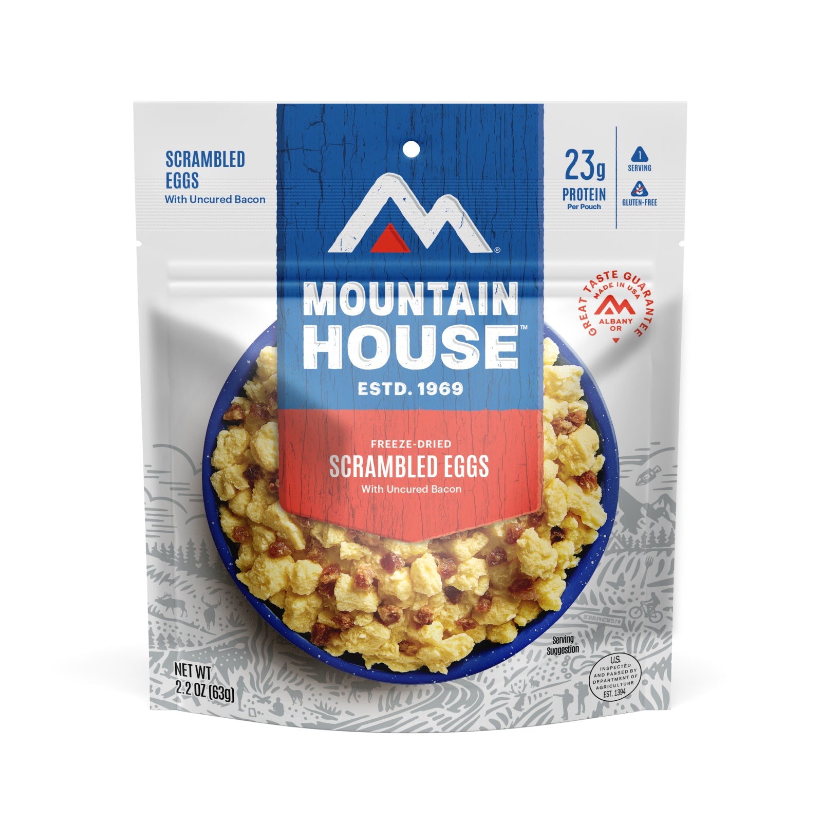 Scrambled Eggs with Uncured Bacon, Freeze Dried by Mountain House