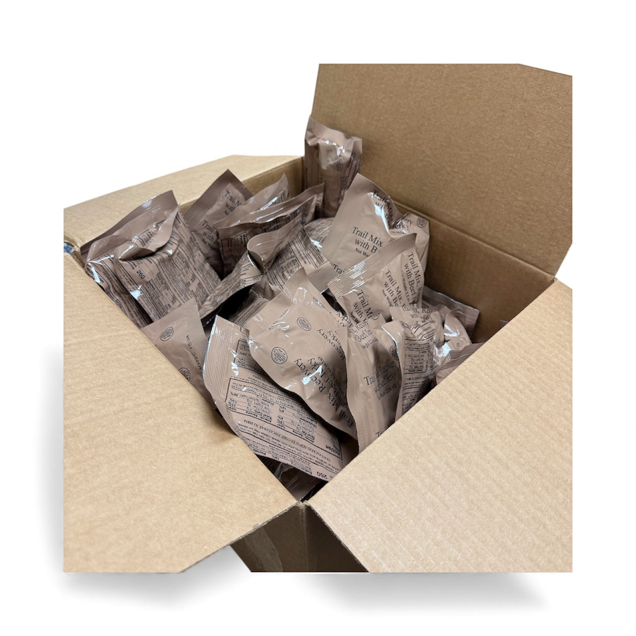 BULK MRE Snack - 100 Pack of Recovery Trail Mix with Beef Jerky (Trans Fat Free)