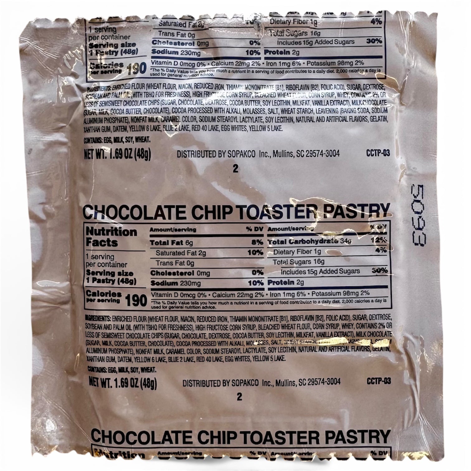 MRE Snack - Chocolate Chip Toaster Pastry (Trans Fat Free)