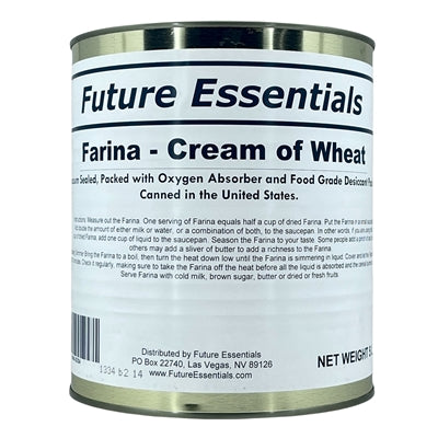 Future Essentials Farina Creamy Wheat Breakfast Cereal #10 Can