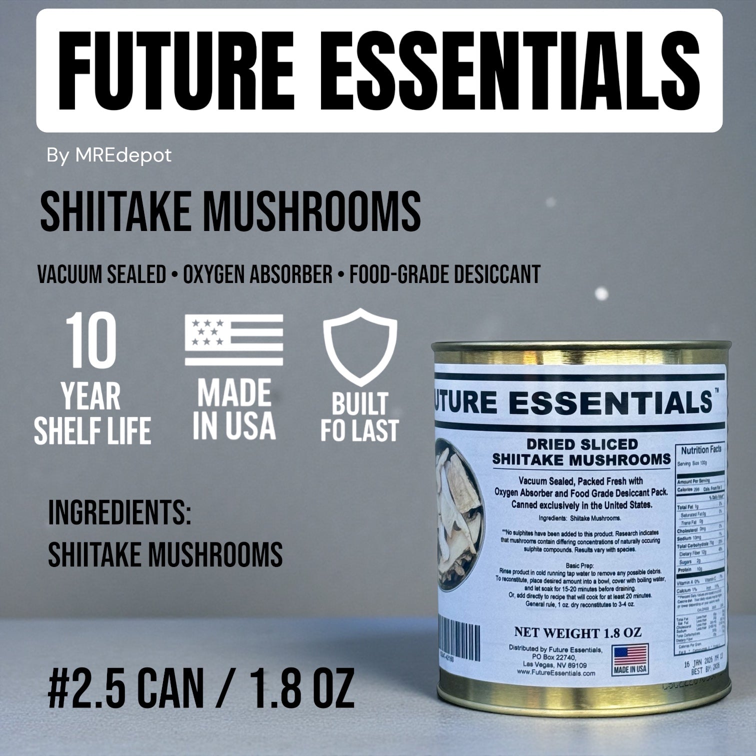 Future Essentials Dehydrated Sliced Shiitake Mushrooms