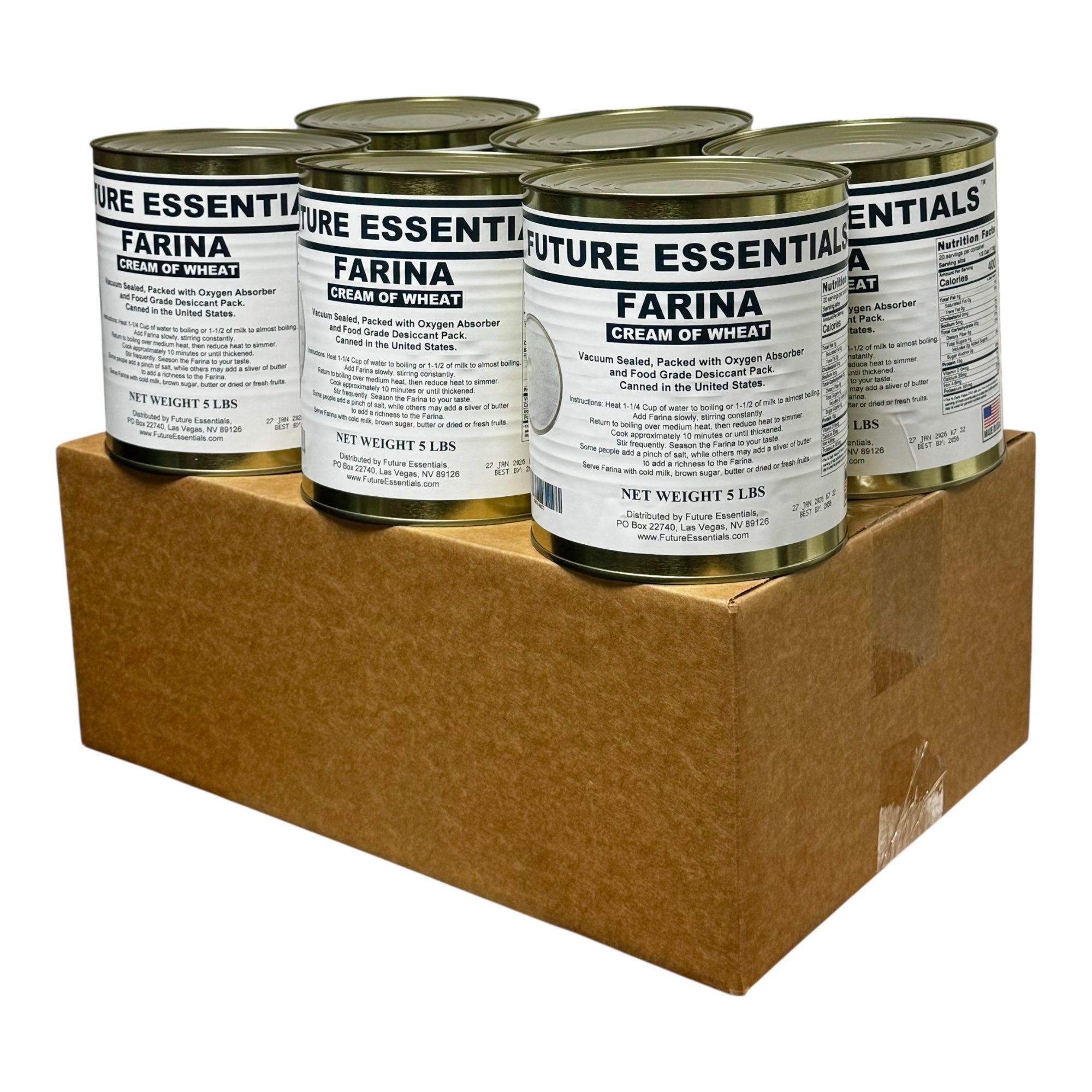 Future Essentials Farina Creamy Wheat Breakfast Cereal #10 Can