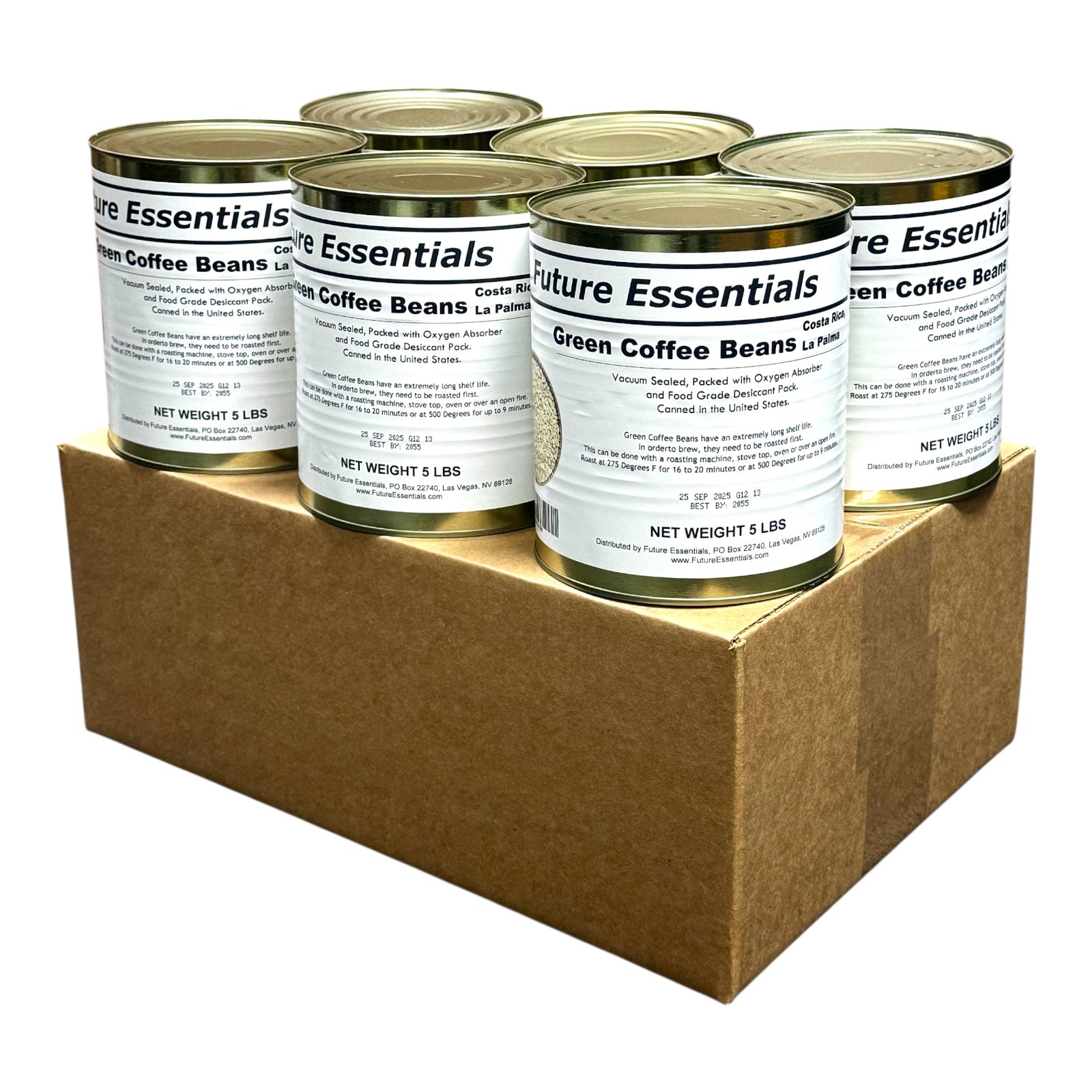 Future Essentials Long Shelf Life Costa Rican La Palma Green Coffee Beans #10 Can