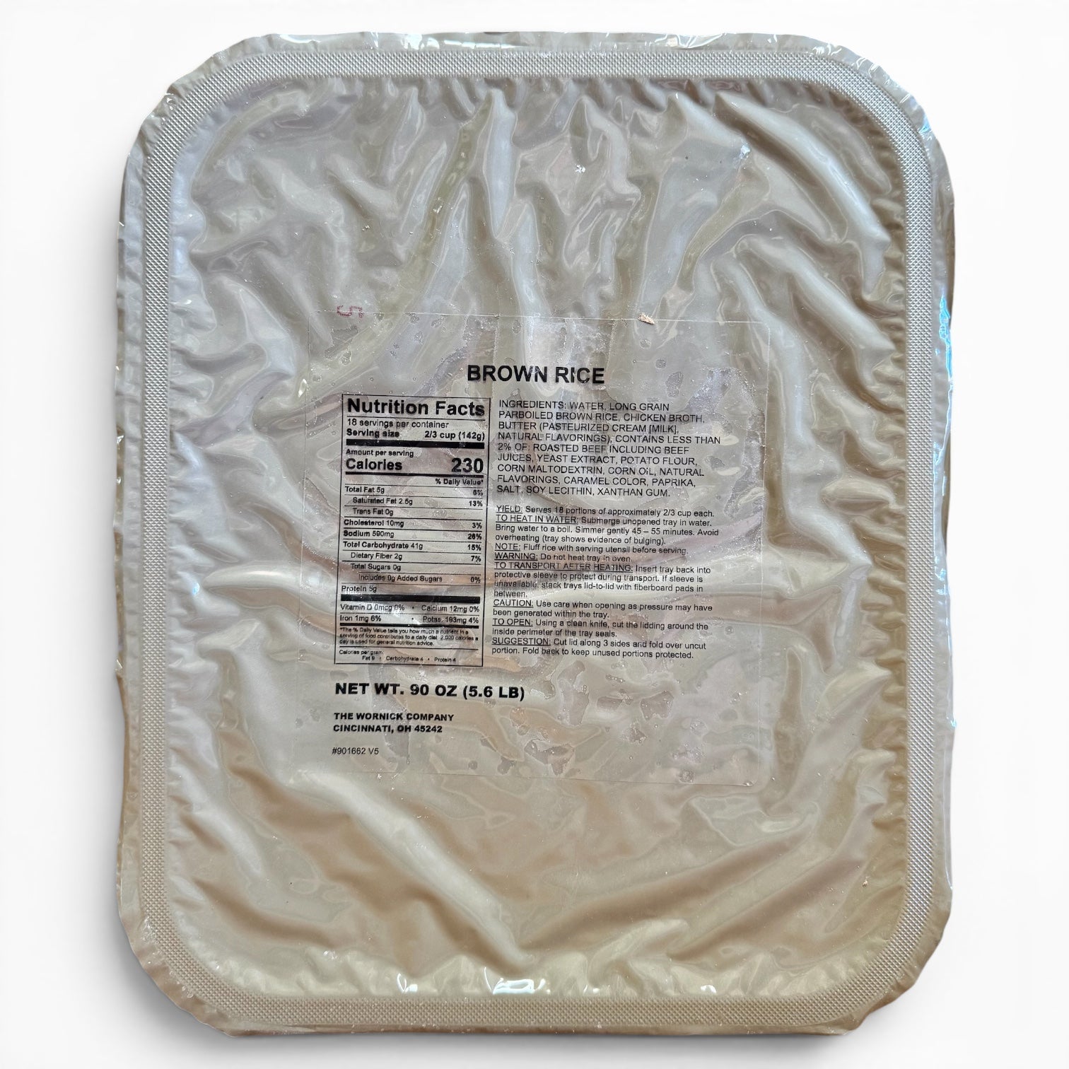 Military MRE Tray Pack, Brown Rice, Ready to Eat (UGR Component)