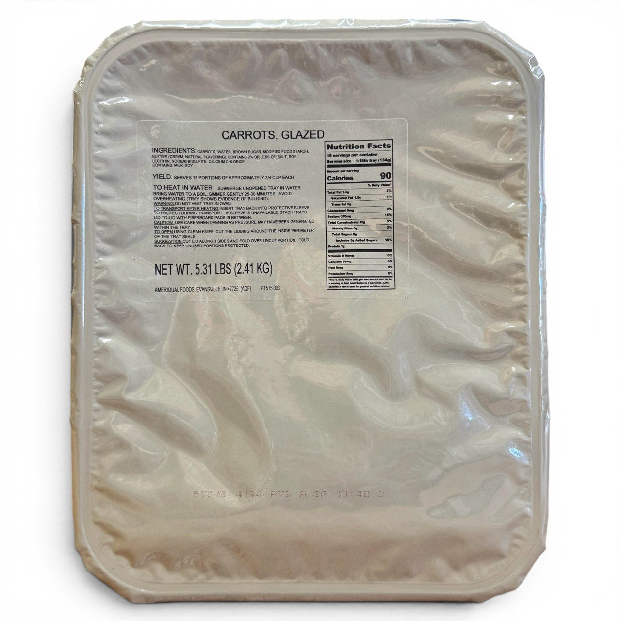Military MRE Tray Pack, Glazed Carrots, Ready to Eat (UGR Component)