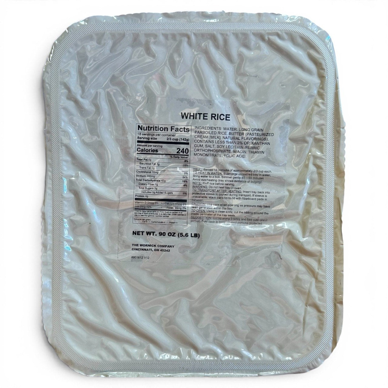 Military MRE Tray Pack, White Rice, Ready to Eat (UGR Component)