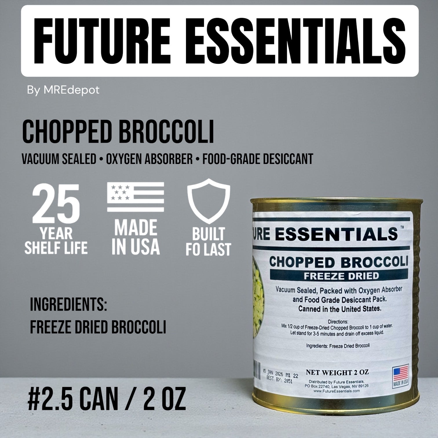 Future Essentials Freeze Dried Chopped Broccoli