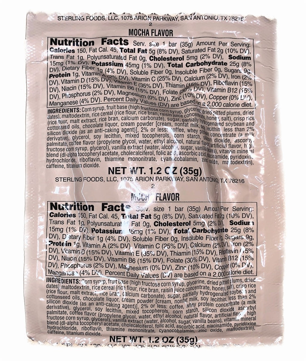 MRE Dessert - Mini First Strike Nutritious Energy Bar (Mocha)