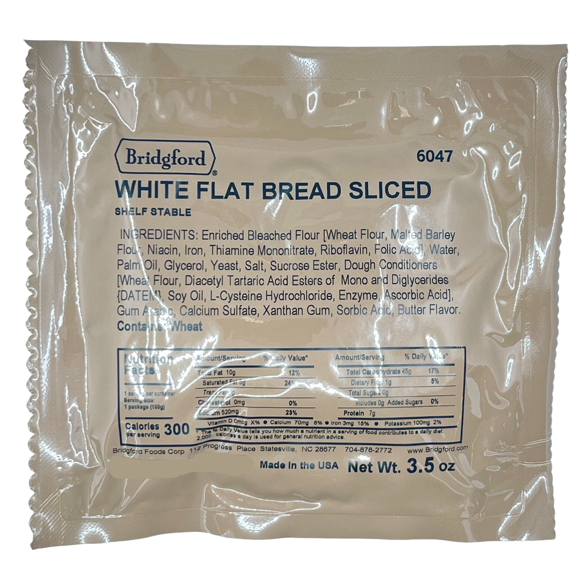 Bridgford MRE White Flat Bread